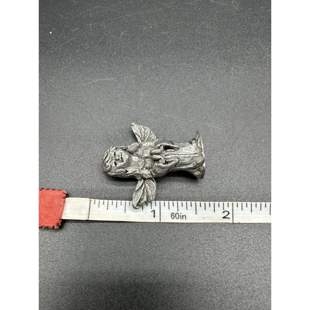 Vintage Pewter Angel Figurine Praying Design Small Metal Collectible Shelf Decor